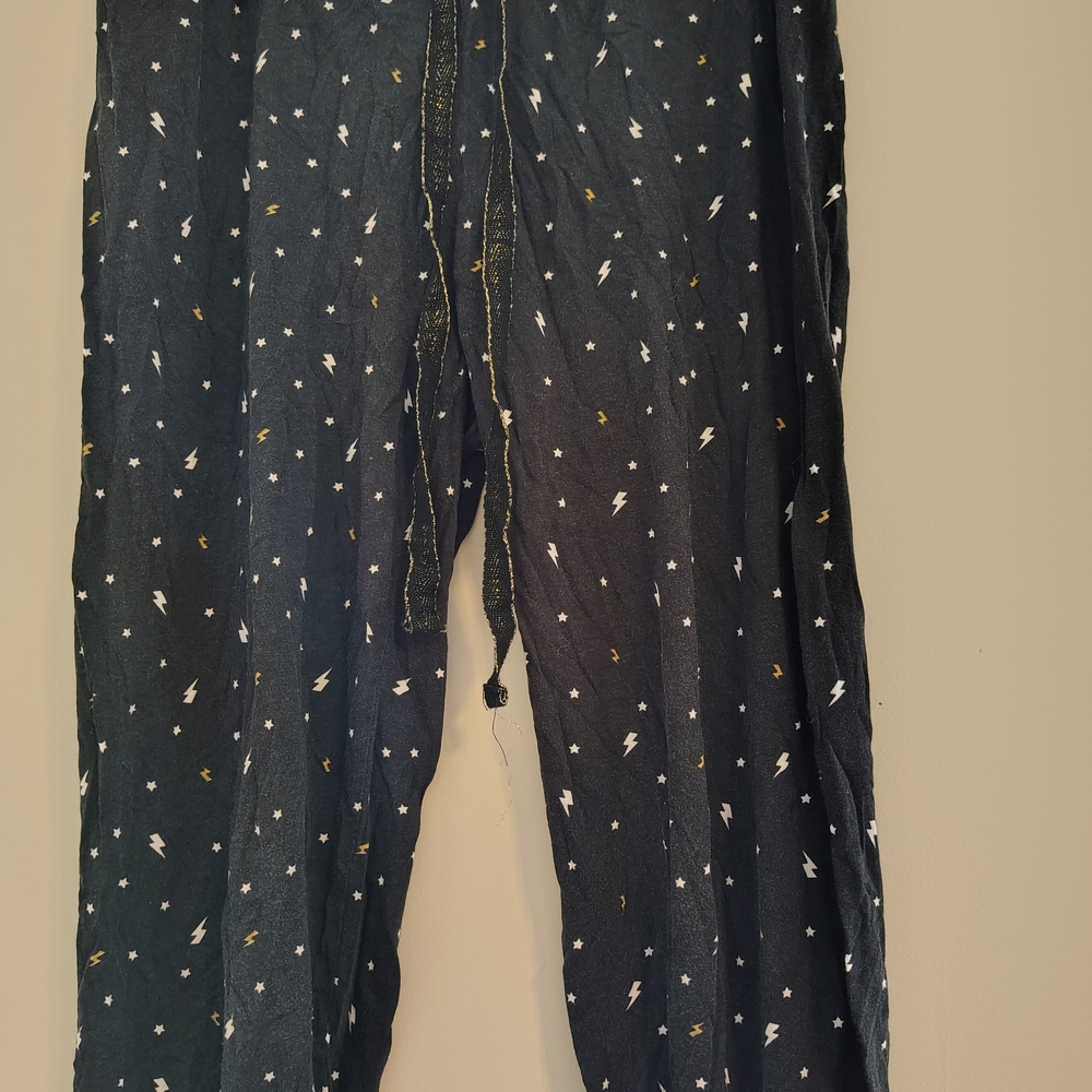 Black Pajama Pants with Lightning Print Sz. S